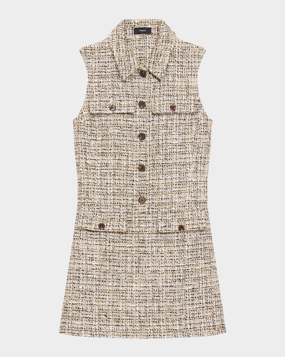 Mixed Tweed Military Mini Dress